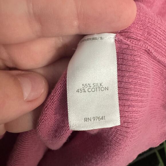 J. Jill Silk & Cotton Muted Pink Pullover Sweater V-Neck Size Medium 55% Silk - Picture 5 of 6